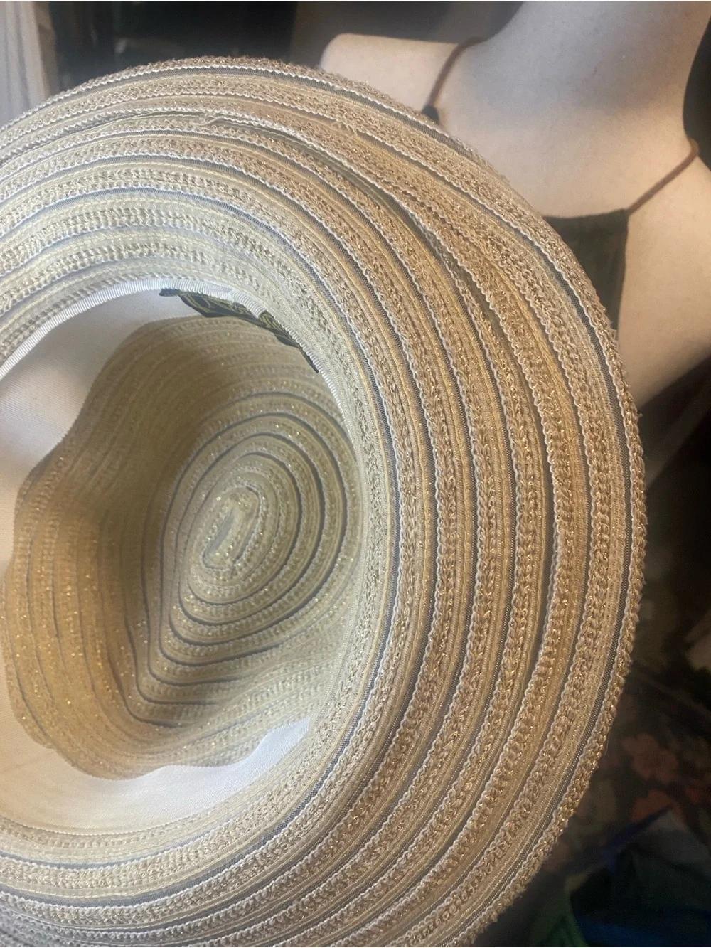 Women's Kokin NYC Cream Straw Sun Hat with Wide Brim